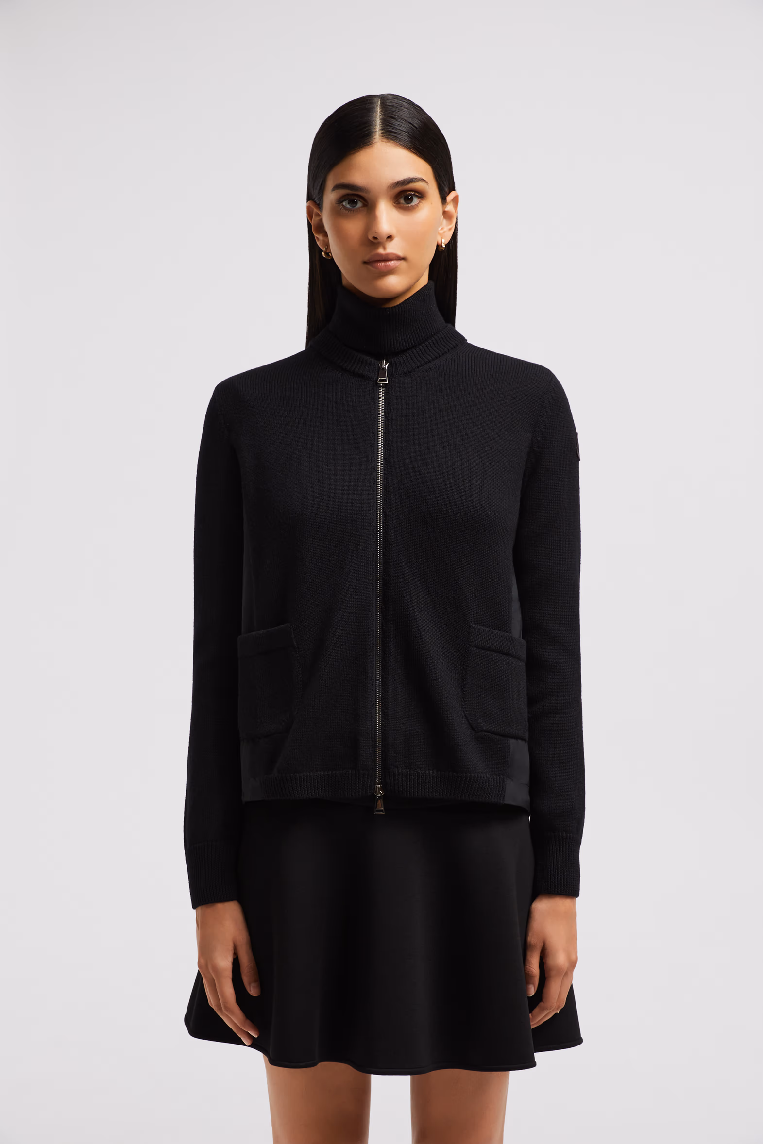 Wool & Taffeta Cardigan Women Black Moncler 3